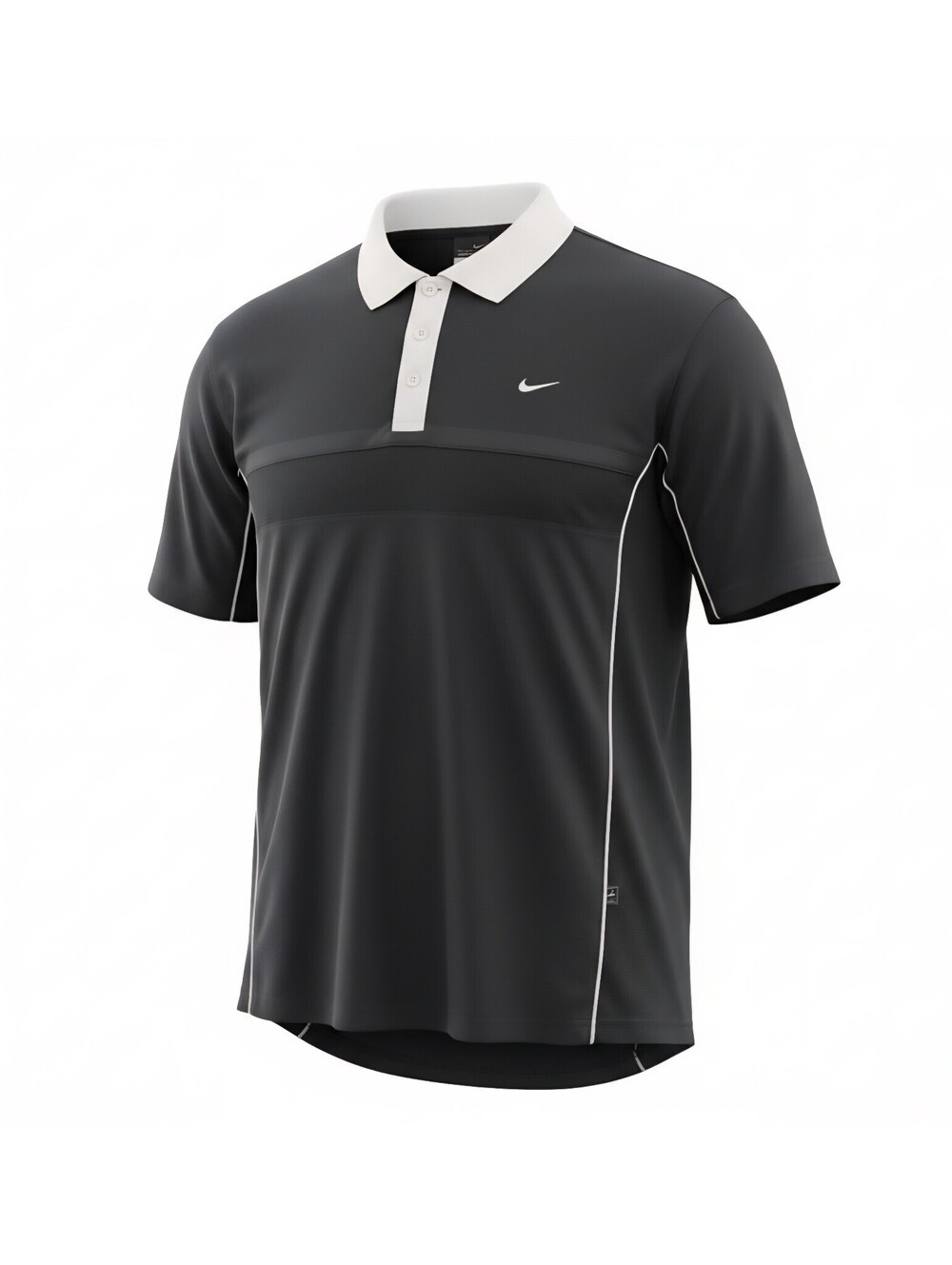 Nike Dri-FIT UV Men’s XL Polo Shirt Black White Piping Golf Swoosh Short Sleeve